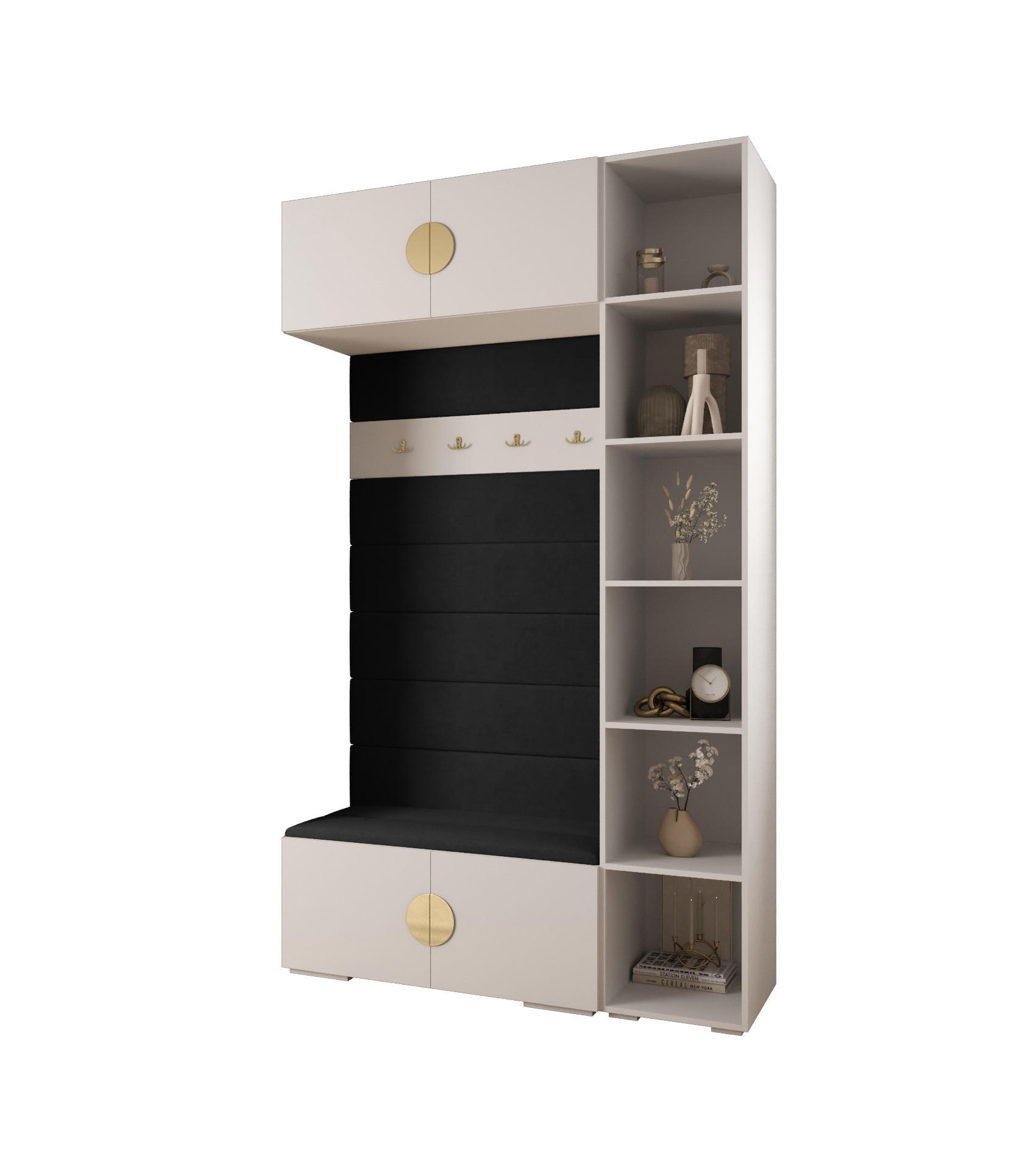 GARDEROBEN-SET 236,7/140/47 - Goldfarben/Schwarz, Holz/Kunststoff (140/236.7/47cm) - Abiks Möbel
