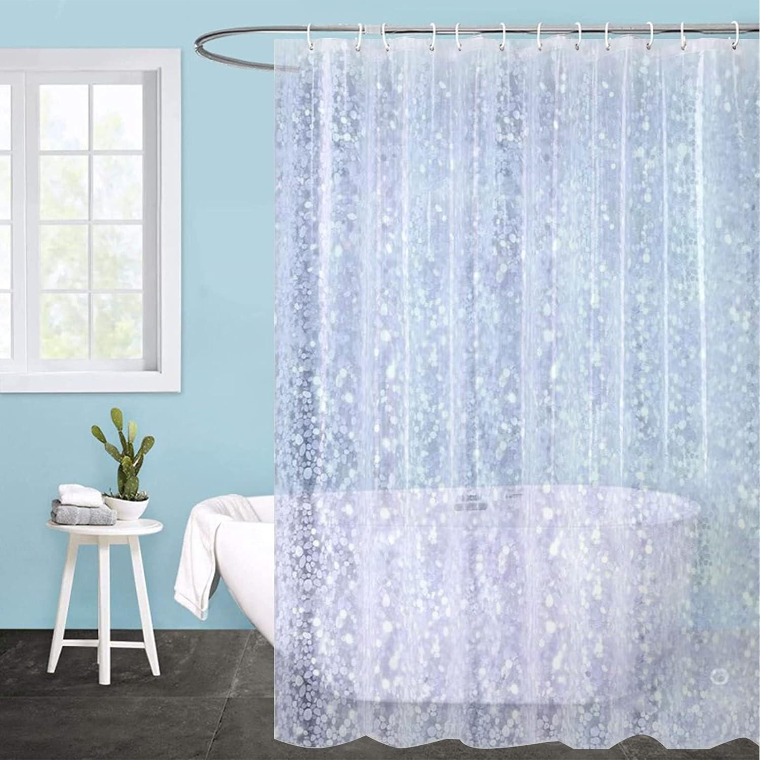 DUSCHVORHANG transparent wasserdicht mit Haken Badezimmer - Transparent, Kunststoff (180/180cm) - MCBOSON