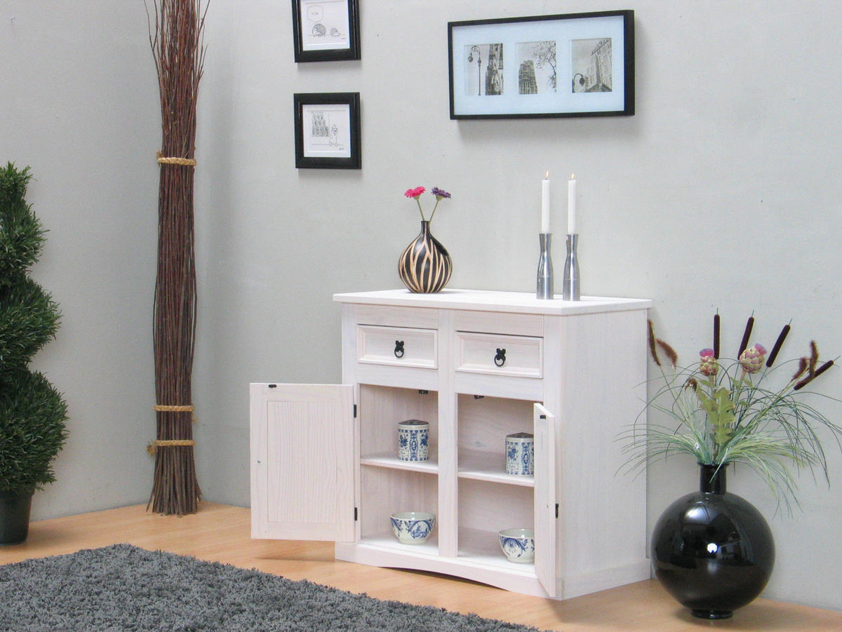 SIDEBOARD weiß - Weiß, Holz/Textil (92/84/44cm) - ebuy24