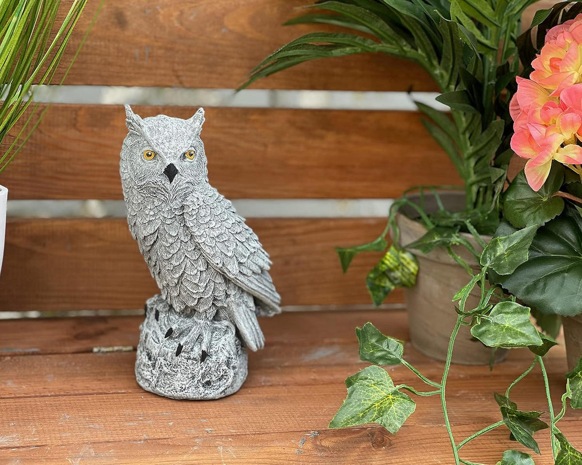 STEINFIGUR kleiner Uhu Eule frostfest Steinguss - Grau, Stein (10/17/7cm) - stoneandstyle