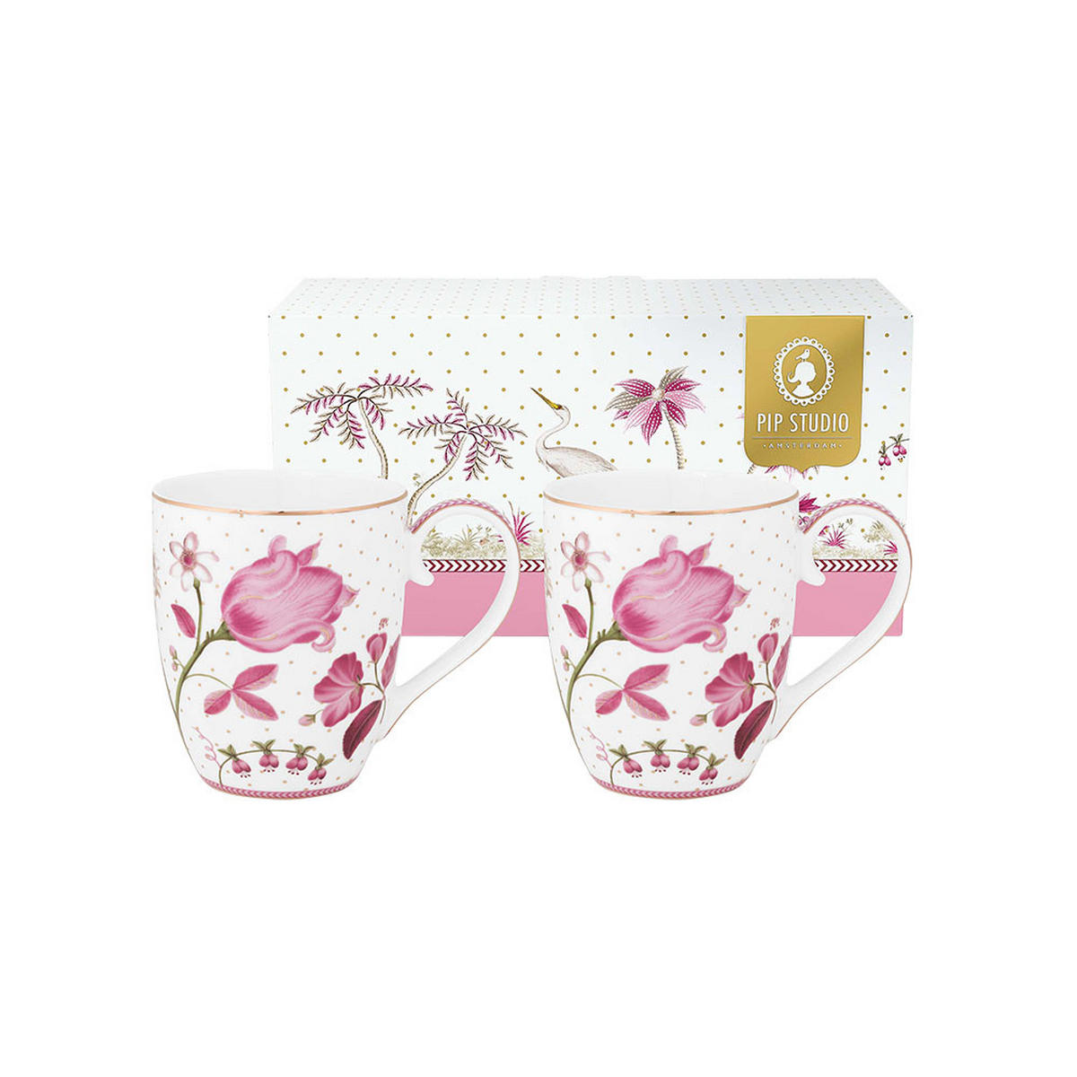 BECHER 2er-Set Xl jolie tulpe rosa 450 ml - Rosa, Keramik (0.45L) - Pip Studio