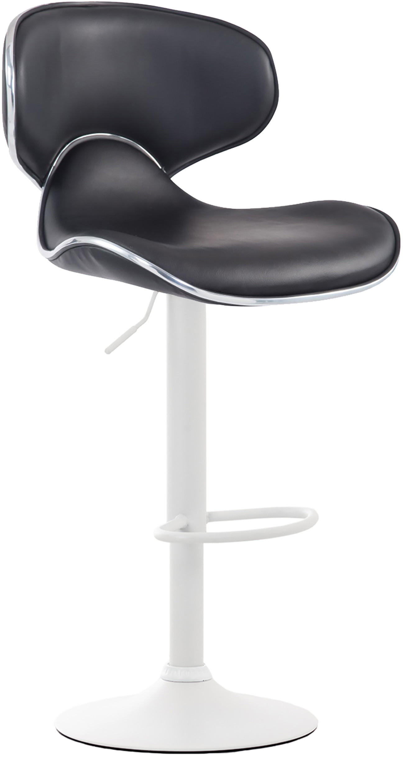 BARHOCKER 2er Set Lederlook schwarz - Schwarz/Weiß, Textil/Metall (46/88/49cm) - CLP