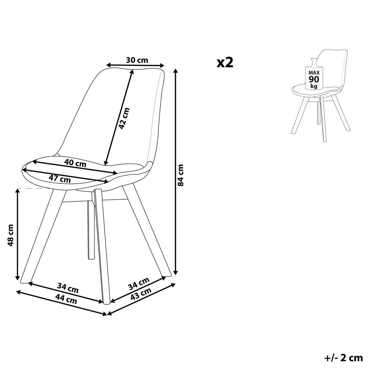 ESSZIMMERSTUHL 2er-Set Polsterbezug Grün Dakota - Grün, Holz/Textil (44/84/43cm) - Beliani