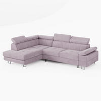 ECKSOFA CAROLINE Links Hellrosa Velours-Stoff mit Schlaffunktion und Bettkasten - Chromfarben/Pink, Textil (253/190cm) - Barchello
