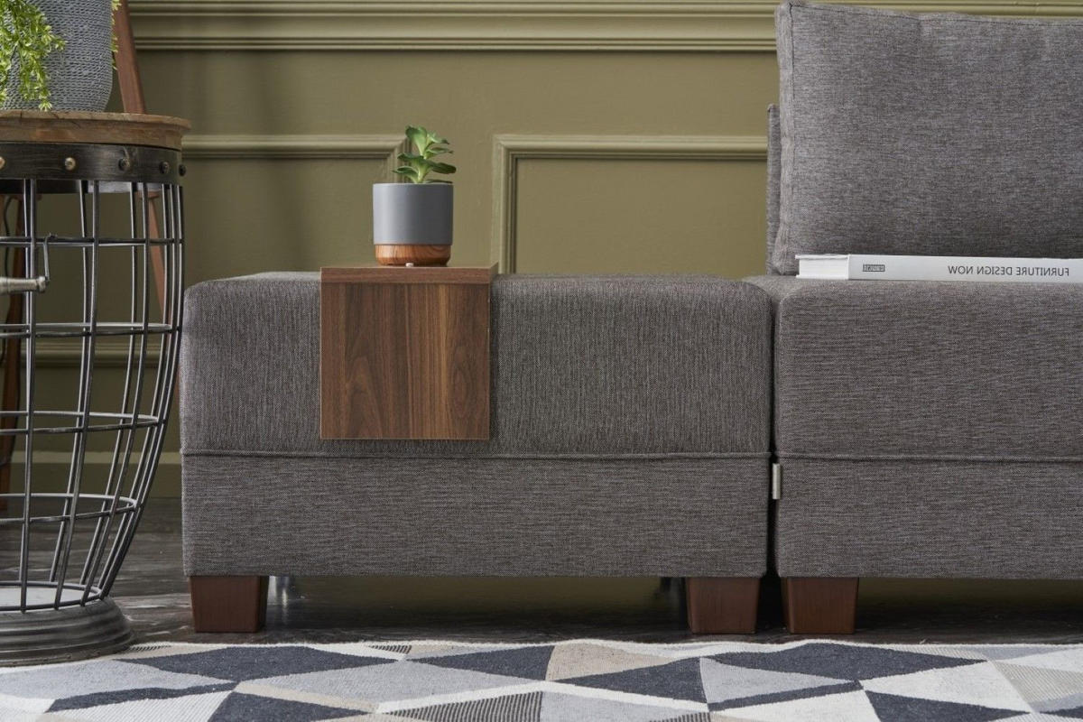 ECKSOFA mit rollbarer Schlaffunktion - Taupe/Beige, Holz/Textil (210/280cm) - myHomelando