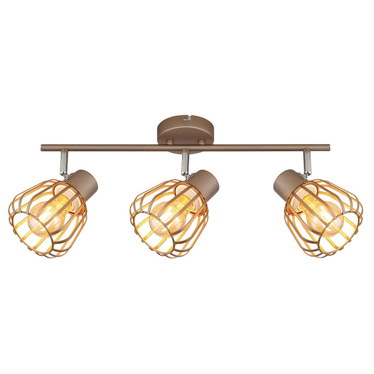 LED DECKENLEUCHTE OLIN Metall Braun, 3-flammiger Spot - Braun, Glas (50/17.5/12.5cm) - Globo Lighting