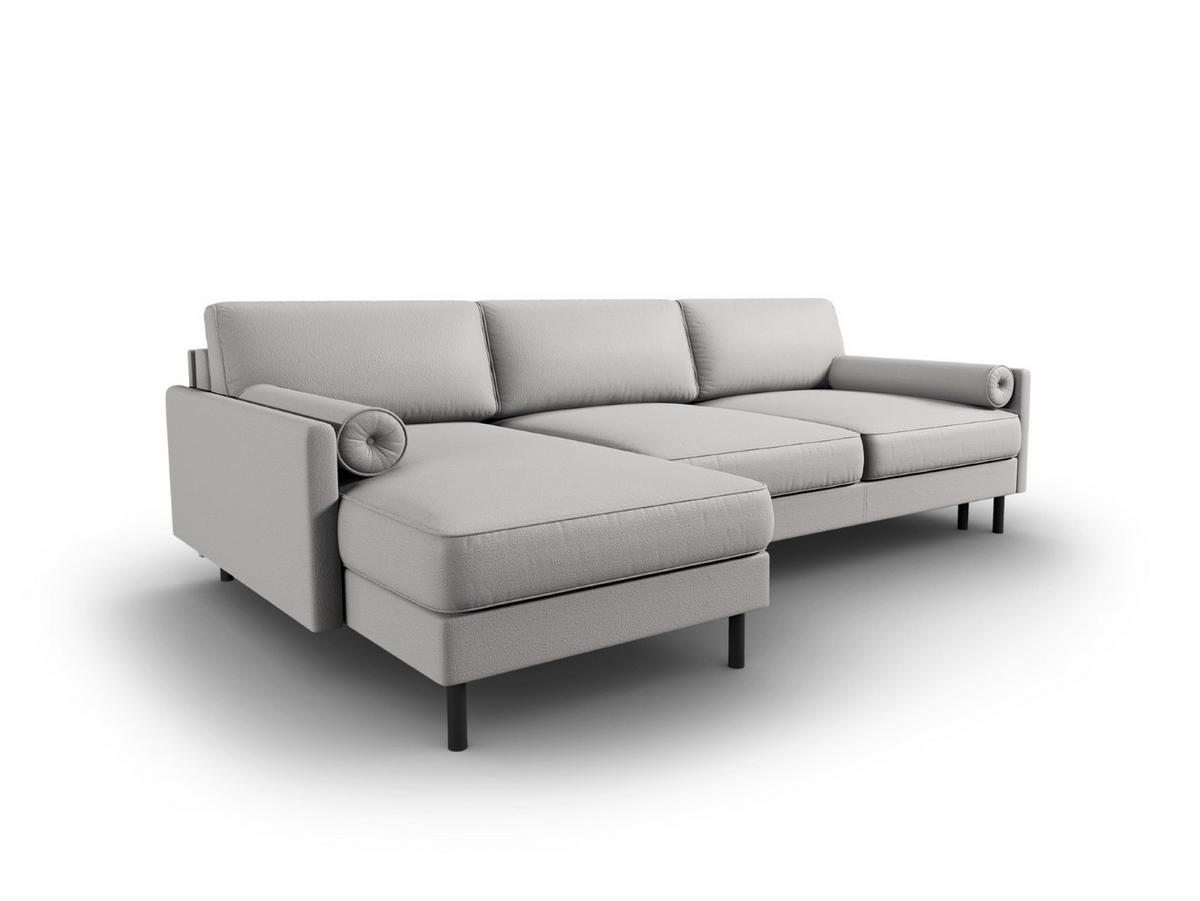 AUSKLAPPBARES-ECKSOFA links mit Container Scott aus strukturiertem Stoff hellgrau 5 Sitzplätze - Hellgrau, Textil (142/212cm) - Micadoni