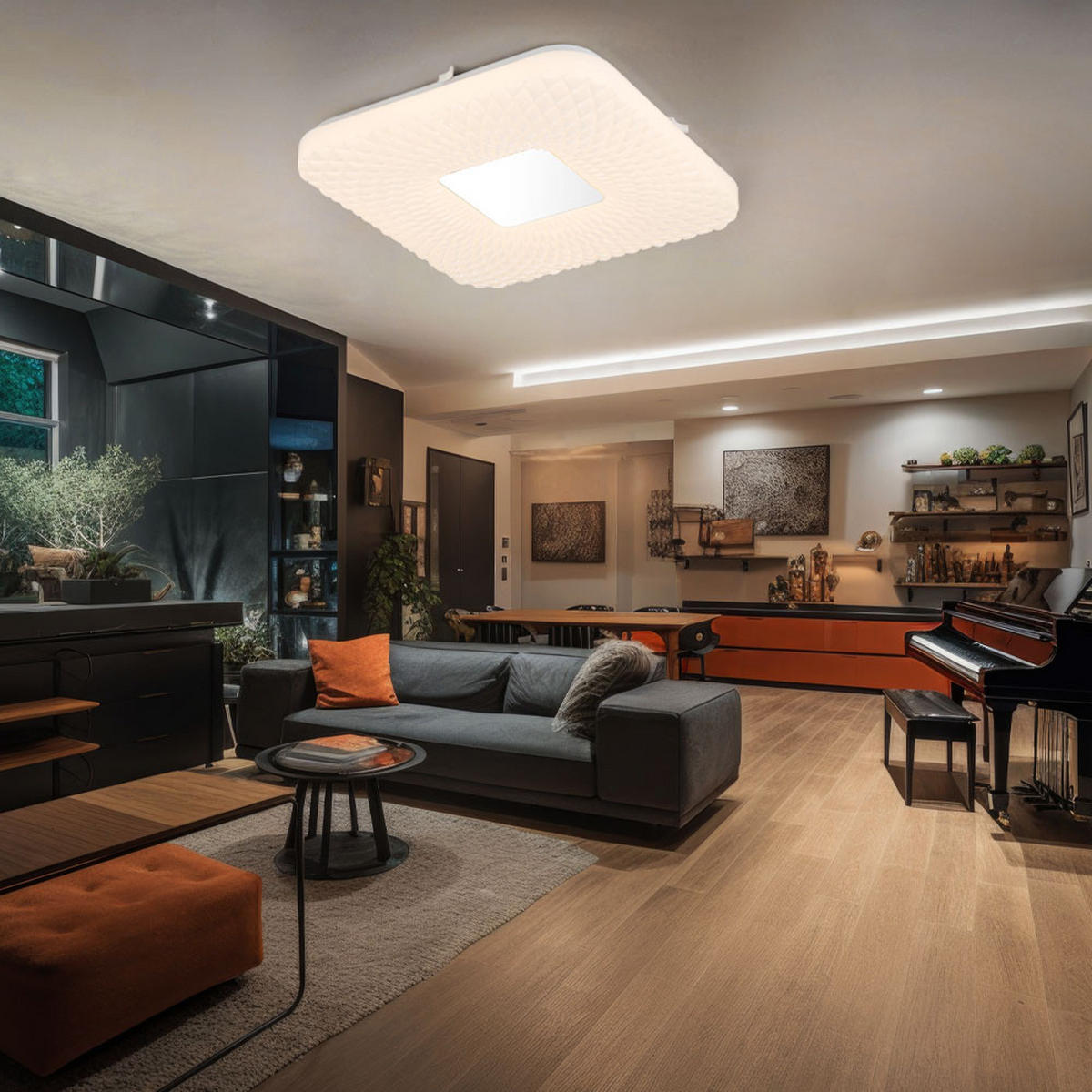 LED DECKENLEUCHTE FINDUS Weiß Metall - Weiß, Metall (33/33/4.6cm) - Globo Lighting