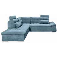 ECKSOFA mit Schlaffunktion, Bettkasten und verstellbarer Armlehne - Chromfarben/Blau, Textil (260/219cm) - ed exciting design