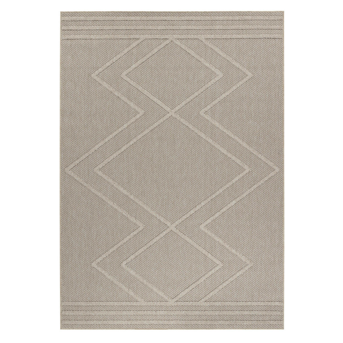TEPPICH Outdoor Flachgewebe Boho-Muster Polypropylen Küche Beige Rechteckig 240x340 - Beige, Textil (240/340cm) - KADIMA DESIGN