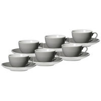 KAFFEETASSEN MIT UNTERTASSEN Doppio Grau 200 ml 6er Set - Grau, Keramik (16/8/16cm) - Ritzenhoff Breker