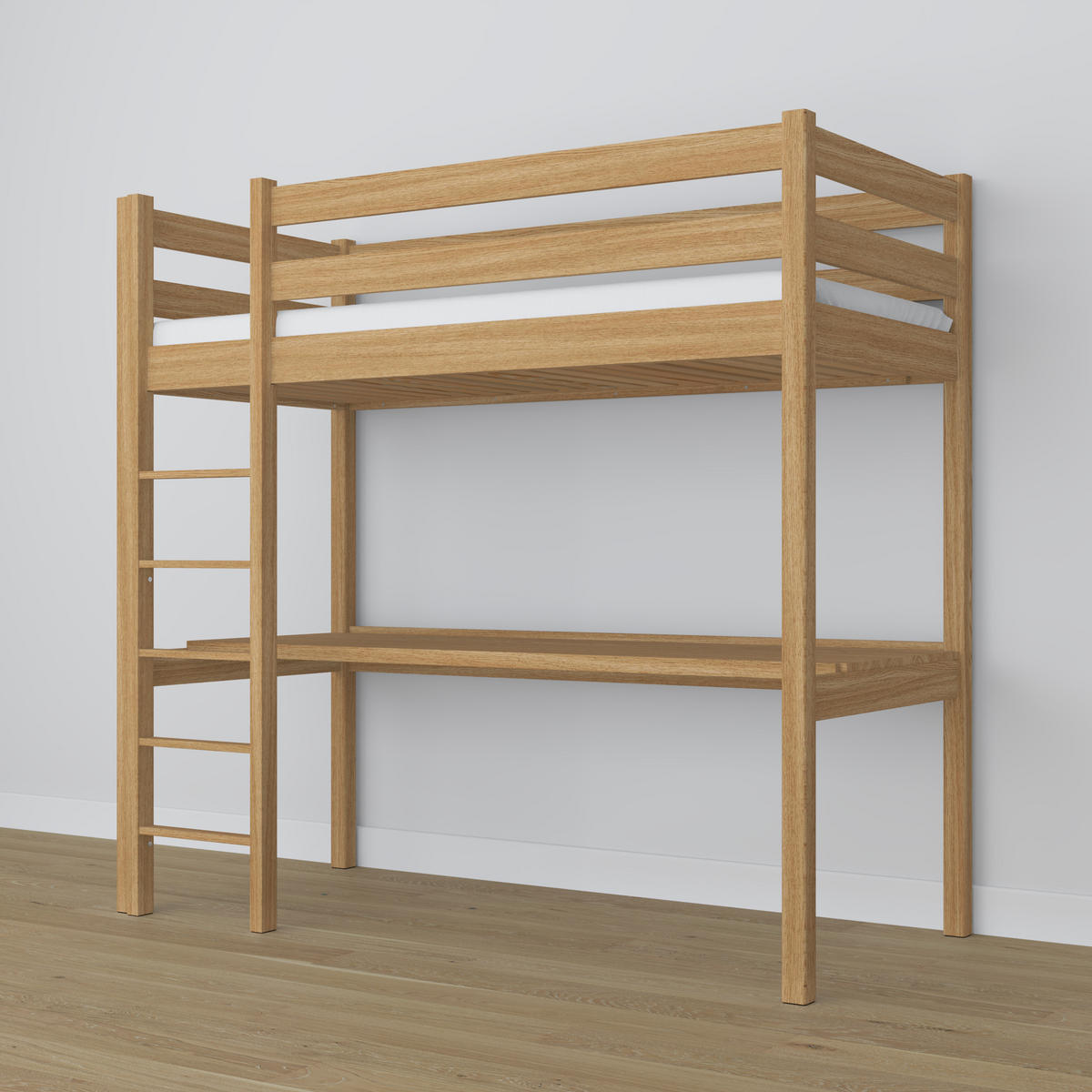 HOCHBETT N05 mit Schreibtisch Eiche Natur 100/190 - Eiche Artisan, Naturmaterialien/Holz (100/190cm) - N-Wood