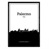 POSTER Italien Skyline Palermo A4 Schwarzer Rahmen - Schwarz, Papier (29.7/5/21cm) - Nacnic