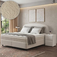BOXSPRINGBETT MIT BETTKASTEN FREYA 90/200 cm, Ivory, Bettkasten, Matratze, Topper integriert, H3 mittel 7-Zonen Matratze - Creme/Schwarz, Holz/Kunststoff (90/200cm) - Consilio Concept