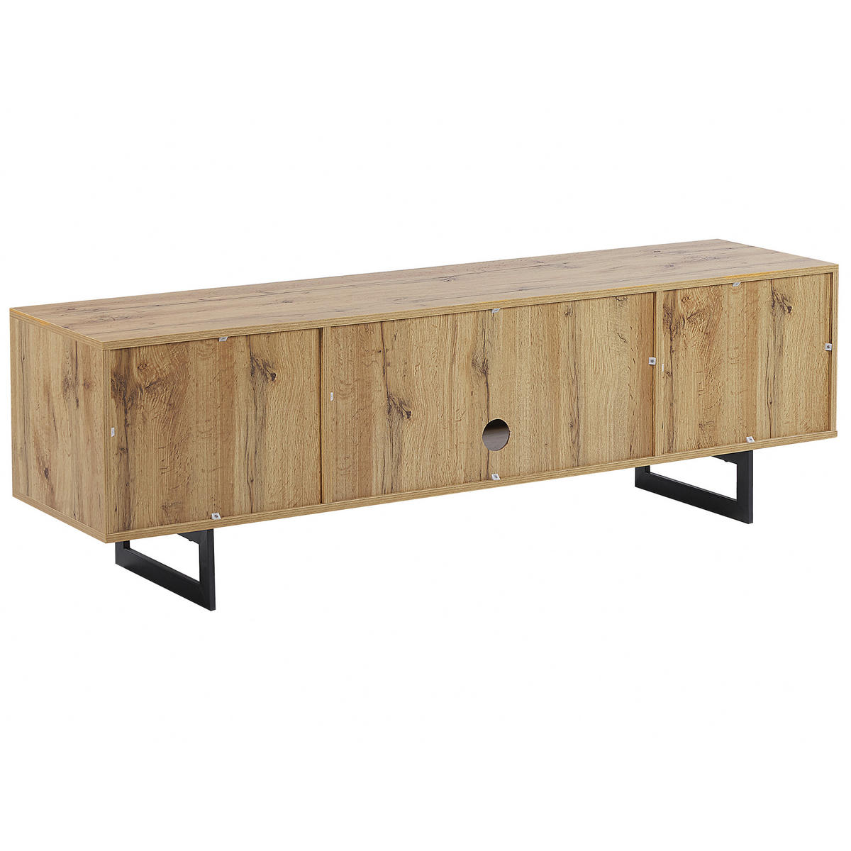 TV-MÖBEL Hellbraun, Schwarz BOISO 40/160/50 cm - Hellbraun, Holzwerkstoff (160/50/40cm) - Beliani