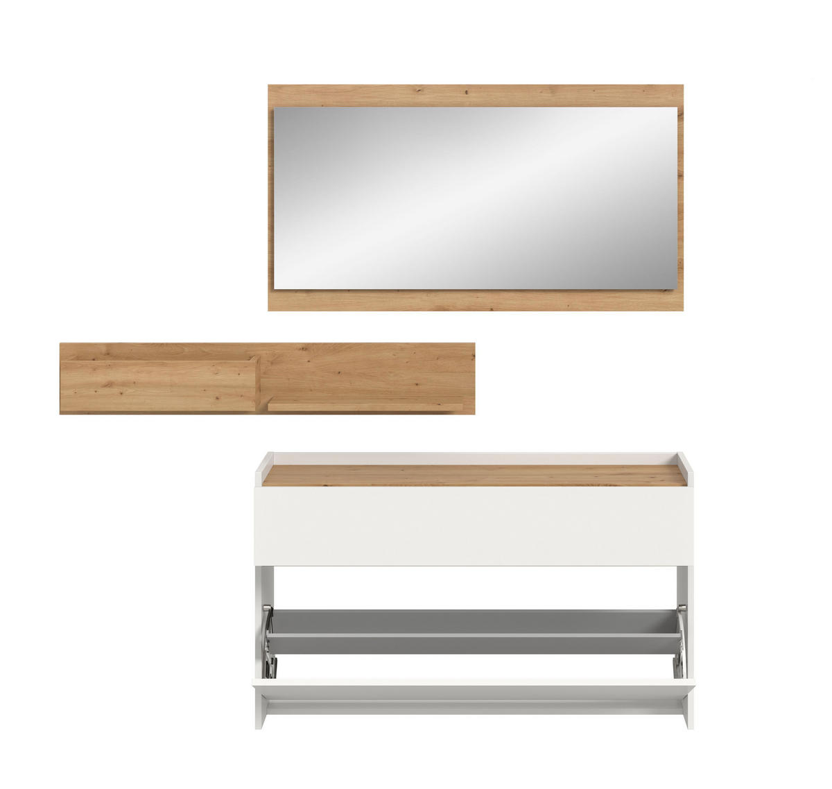 GARDEROBE Flow 3-tlg. (B/H/T: ca. 140/192/32 cm) in Weiß/weiß - Weiß, Holzwerkstoff (140/192/32cm) - Homes & Jones