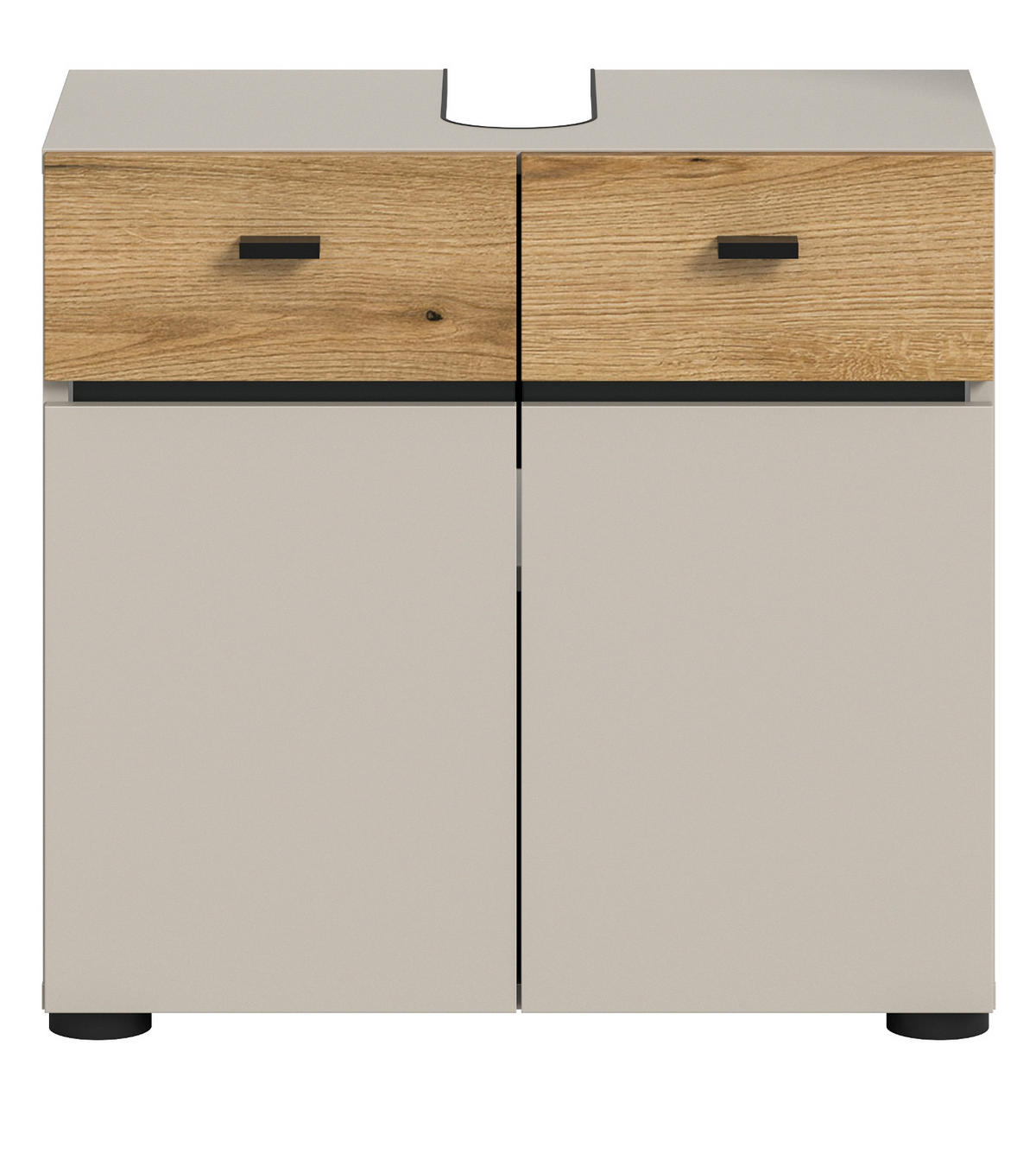 WASCHBECKENUNTERSCHRANK Kaschmir, Eiche Evoke 60 cm, Badschrank 2-türig - Kaschmir/Eichefarben, Holzwerkstoff/Kunststoff (60/56/35cm) - Inn.Furn