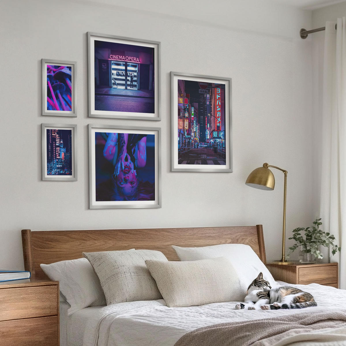 WANDBILDER 5er Set - 50x50 cm & 20x30 cm & 40x60 cm Silberner Rahmen - Kosmische Sternenlandschaften - Silberfarben, Kunststoff (40/60cm) - ArtPrintCave