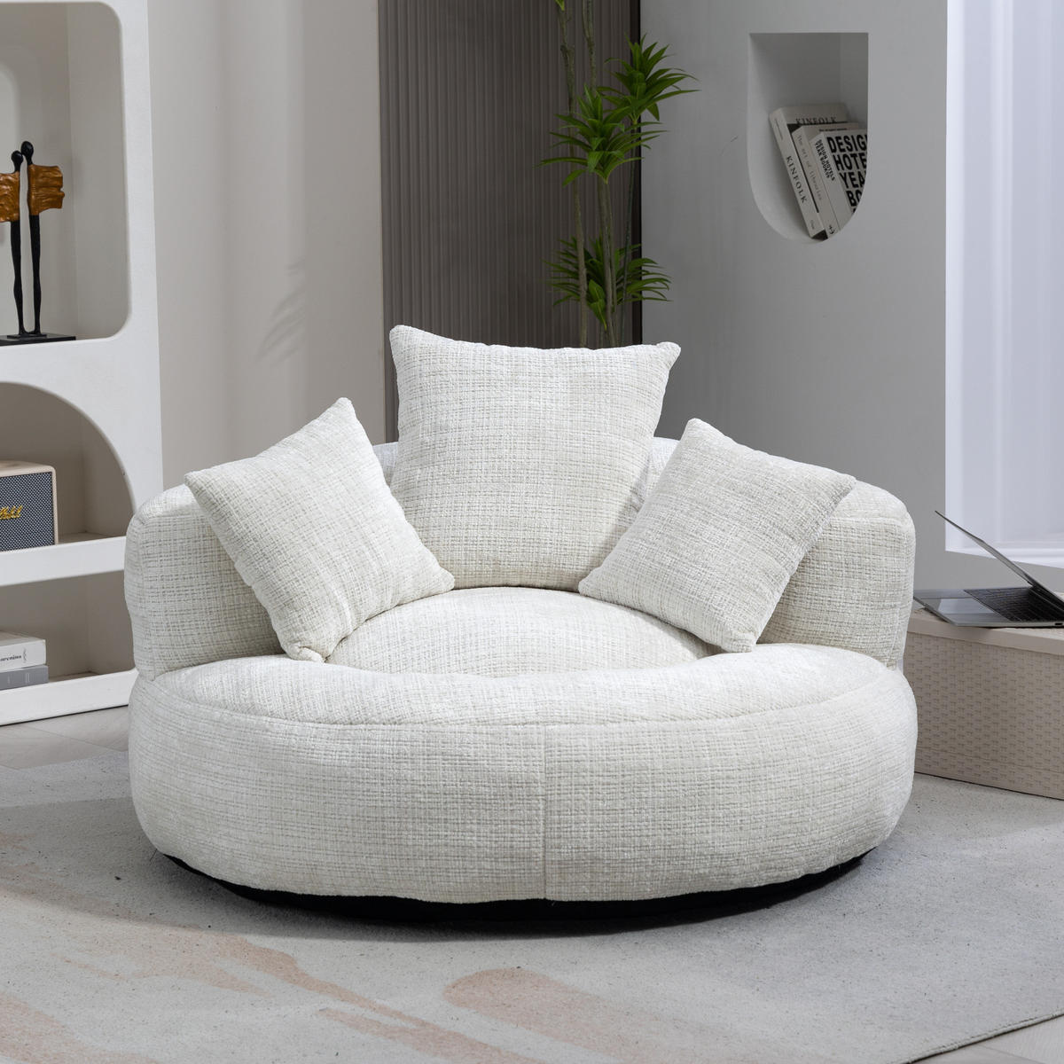 SESSEL 108/52/108 cm Beige aus Chenille mit Armlehnen - Beige, Textil (108/52/108cm) - OKMYHOME