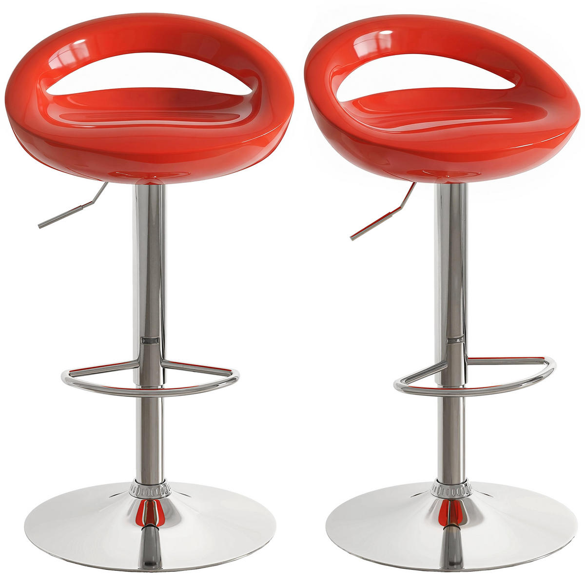 BARHOCKER 2er-Set DE-14781 höhenverstellbar mit Rückenlehne Rot - Rot, Metall (41/96/46cm) - ComfortXL