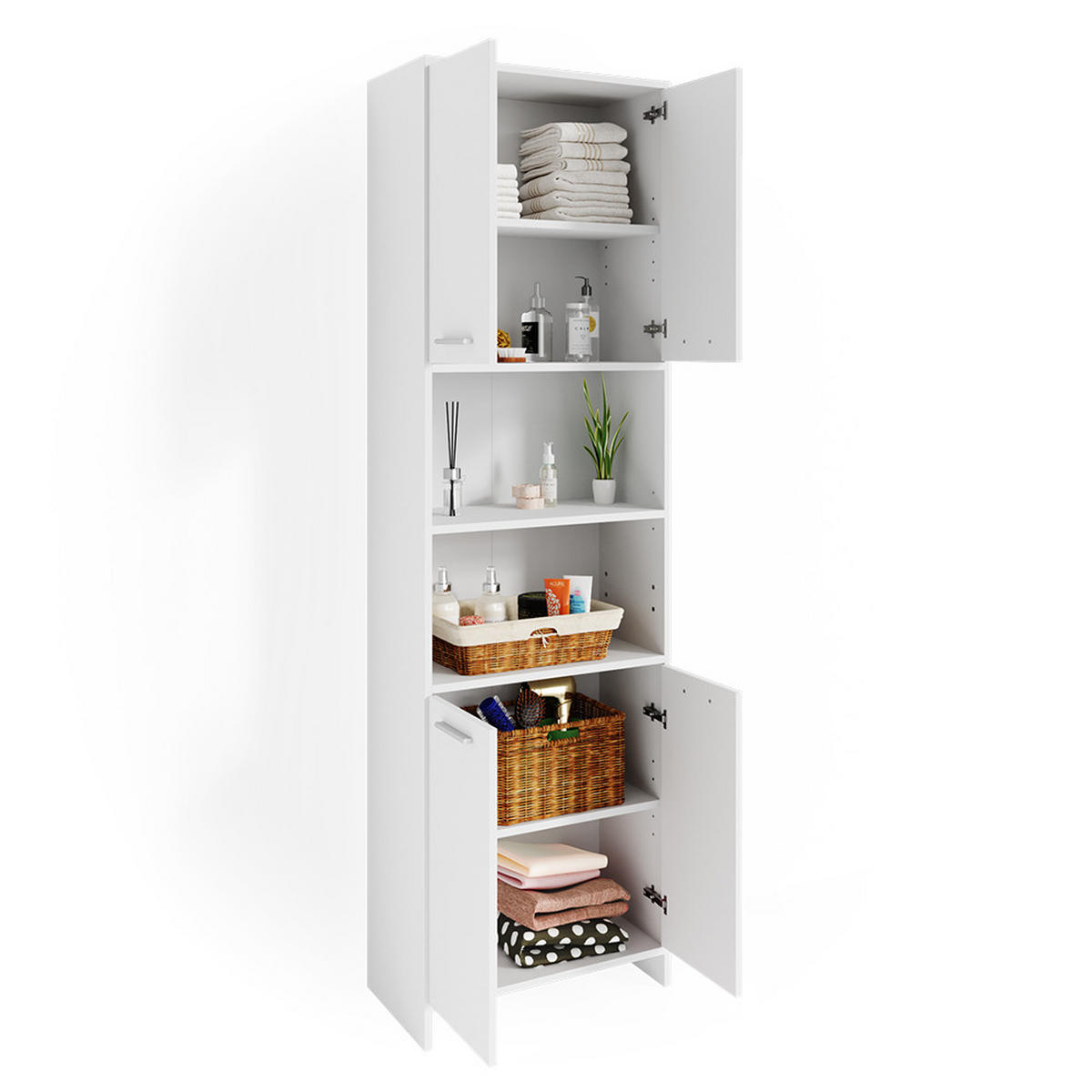 BADSCHRANK Maris Weiß 56.1 x 190 cm - Weiß, Holzwerkstoff (56.1/190/30cm) - Vicco