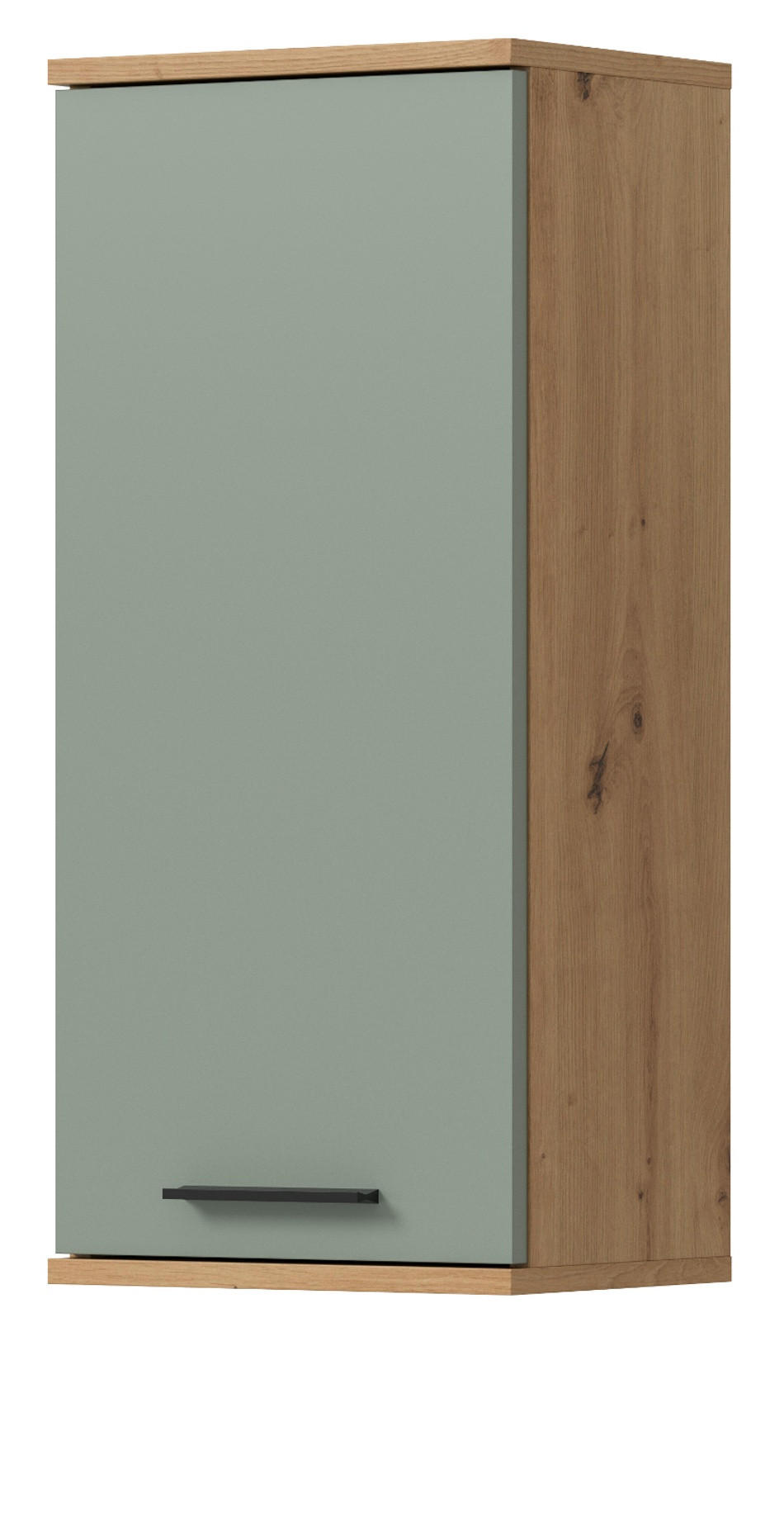 HÄNGESCHRANK Salbei, Artisan Eiche 35 x 77 cm, Badschrank hängend - Salbeigrün/Schwarz, Holzwerkstoff/Kunststoff (35/77/25cm) - Inn.Furn