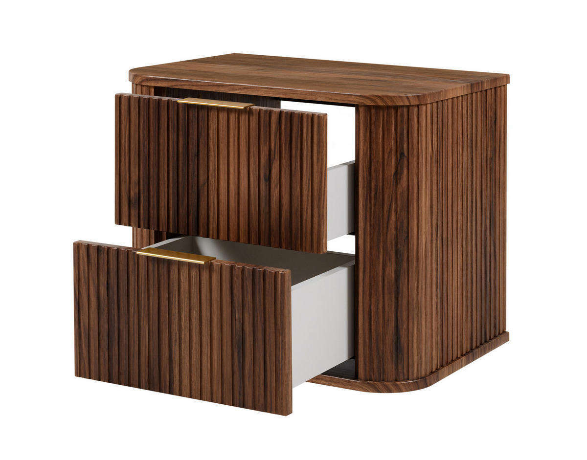 BADEZIMMERSCHRANK, Eiche-Nussbaum, Goldene Griffe, 41,5 x 60 x 51,7 cm - Dunkelbraun/Goldfarben, Holzwerkstoff/Kunststoff (60/51.7/41.5cm) - 3XE LIVING