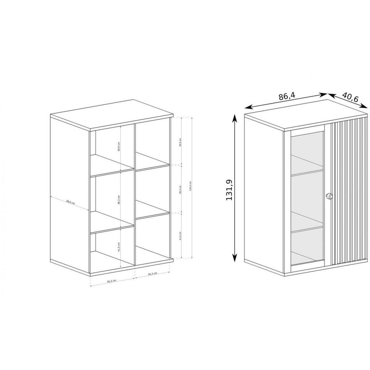 VITRINE Caya mit zwei Türen, Metalbeinen und LED-Beleuchtung - Schwarz/Eiche Artisan, Holzwerkstoff/Metall (86/142/41cm) - Beautysofa