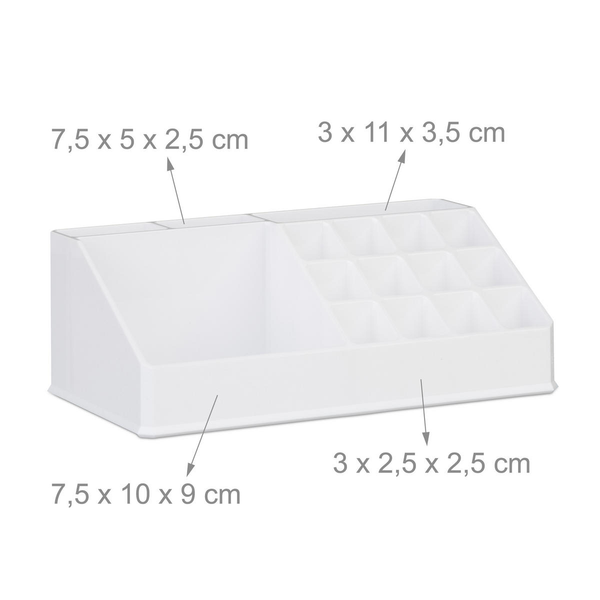 MAKEUP Organizer - Weiß, Kunststoff (24/19/13.5cm) - Relaxdays