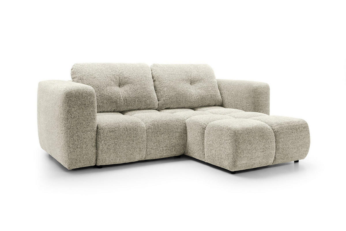 ECKSOFA ARTE 01 Creme Chenille mit Schlaffunktion - Creme, Holz (245/177cm) - MASSENO