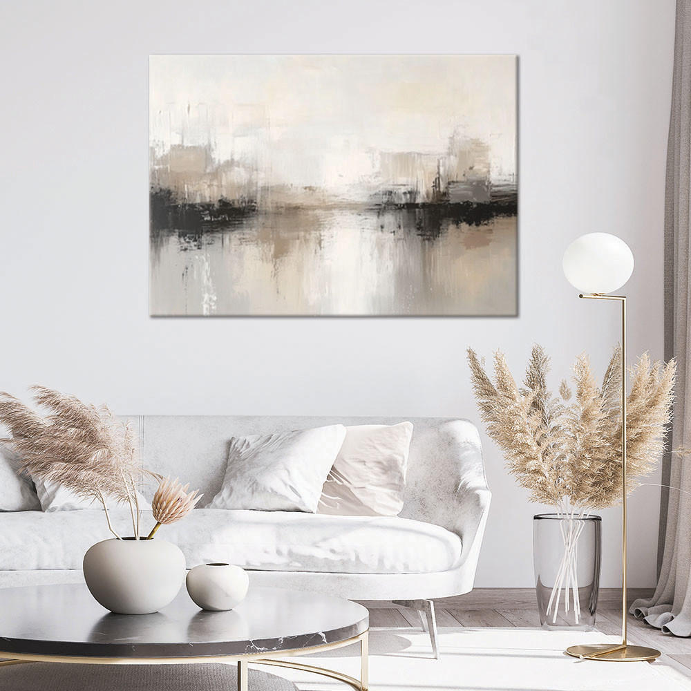 LEINWANDBILD Moderne Grau-Beige-Abstraktion 100x70cm - Grau, Textil (100/70cm) - Feeby