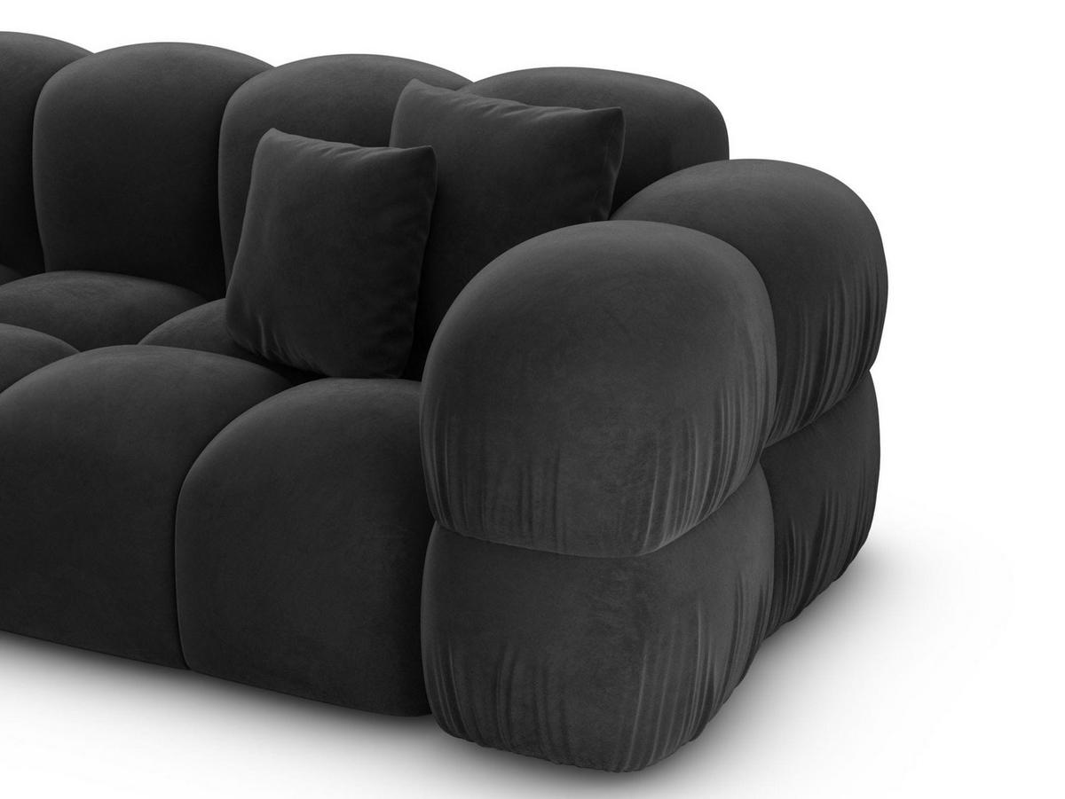 COUCH Monteverde L-Form Schwarz Samtstoff - Schwarz, Kunststoff (253/253cm)