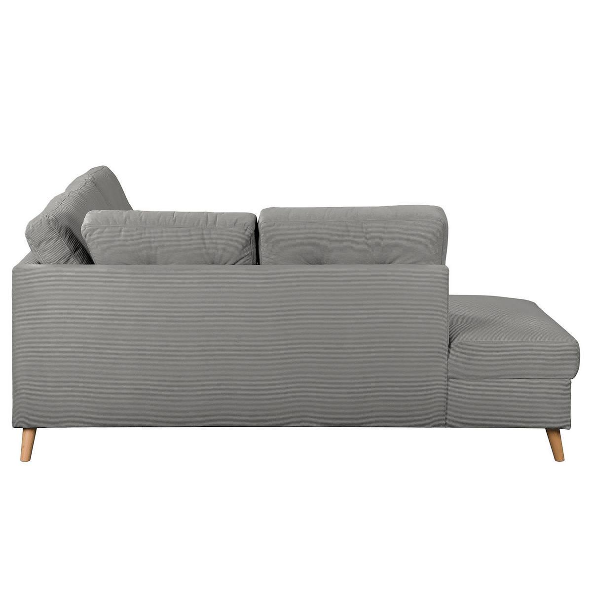 ECKSOFA mit Ottomane - Braun/Grau, Holz/Textil (230/200cm) - home24