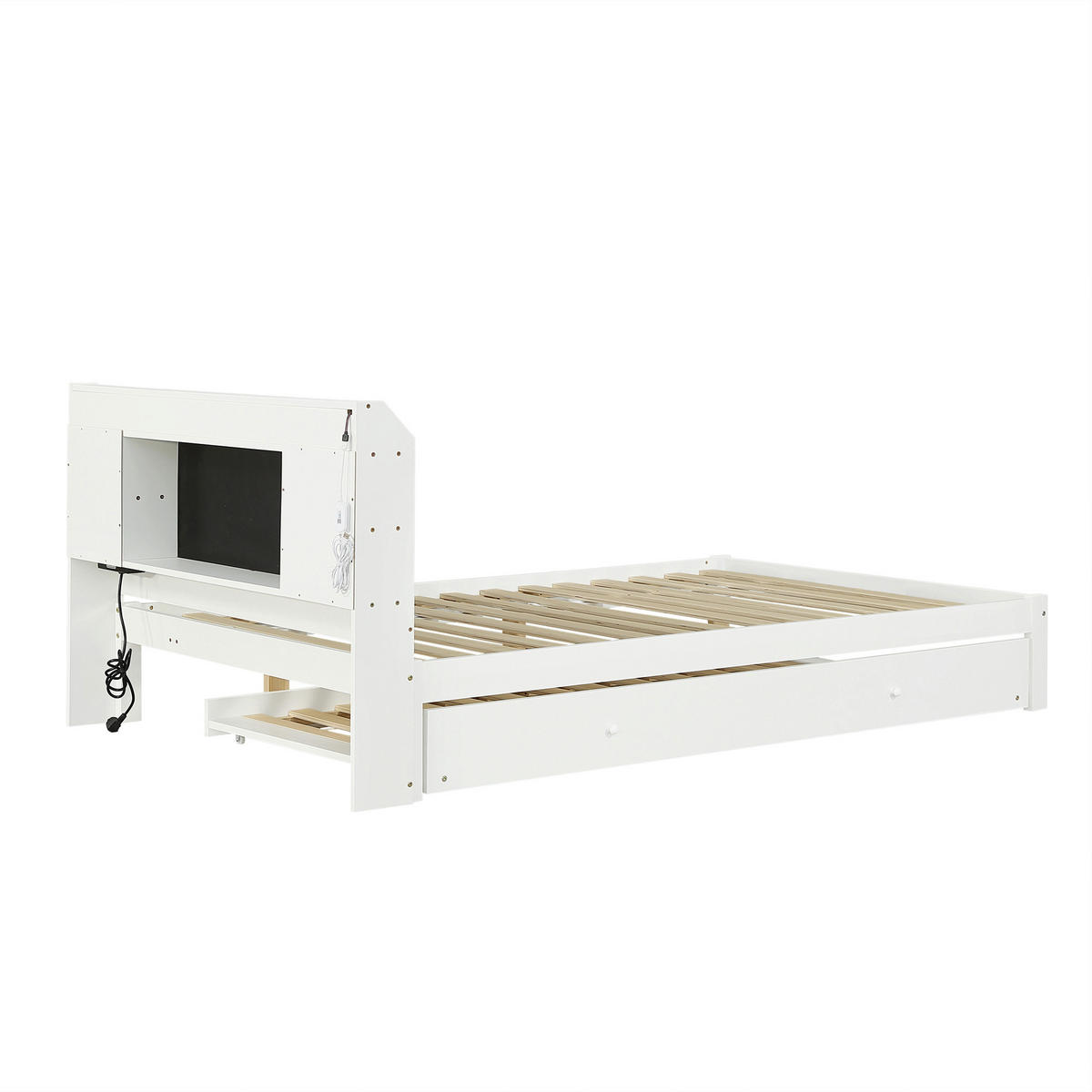 AUSZIEHBETT 120/200 cm DE-32716 mit LED und Ladestation Weiß - Weiß, Holz (120/200cm) - ComfortXL