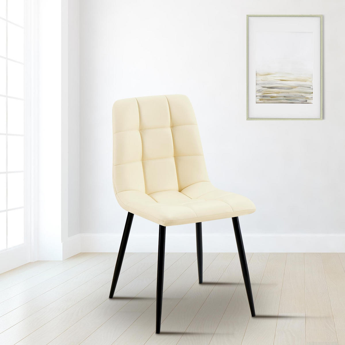 ESSZIMMERSTUHL Antibes 84x45x55 cm Creme - Creme, Leder (45/84/55cm) - furnicato