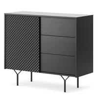 SIDEBOARD ORILLIA KOM3-1D3S Fräste Fronten, Schwarz - Schwarz, Holzwerkstoff/Kunststoff (97/83/38cm) - Komodee