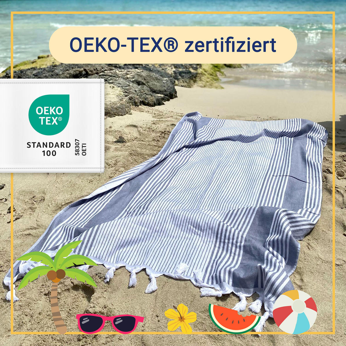 STRANDTUCH, 90x170 cm, 100% Baumwolle, Blau - Blau, Textil (90/170cm) - Zollner