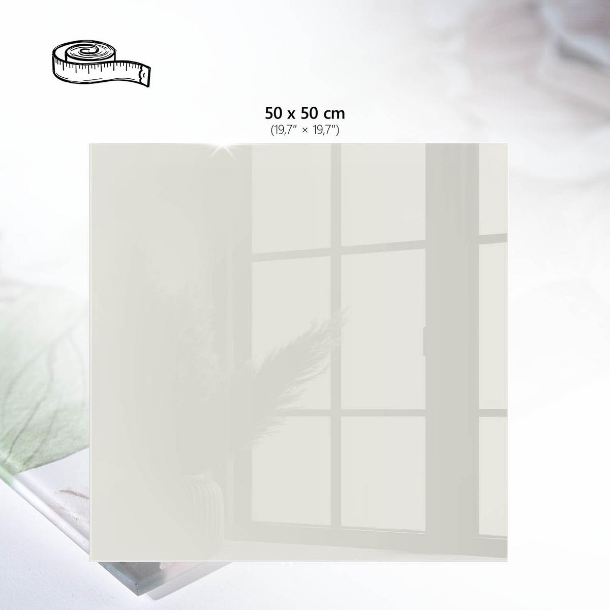 TISCHPLATTE 50x50 cm – Heller Stein - Beige, Glas (50/50/0.4cm) - Wallfluent
