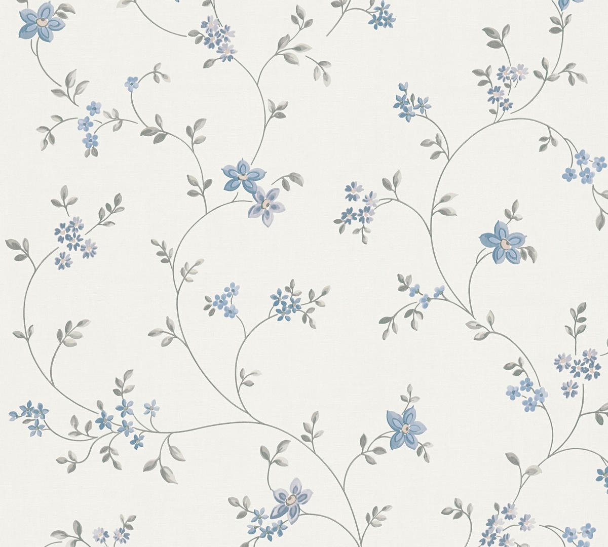 LANDHAUSTAPETEN Blumentapete, creme, grau - Beige/Creme, Papier (530/10050cm) - KUNSTLOFT