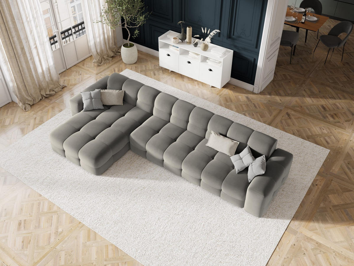 ECKSOFA links Kendal aus Samt dunkelgrau 5 Sitzplätze - Dunkelgrau, Textil (173/357cm) - Micadoni