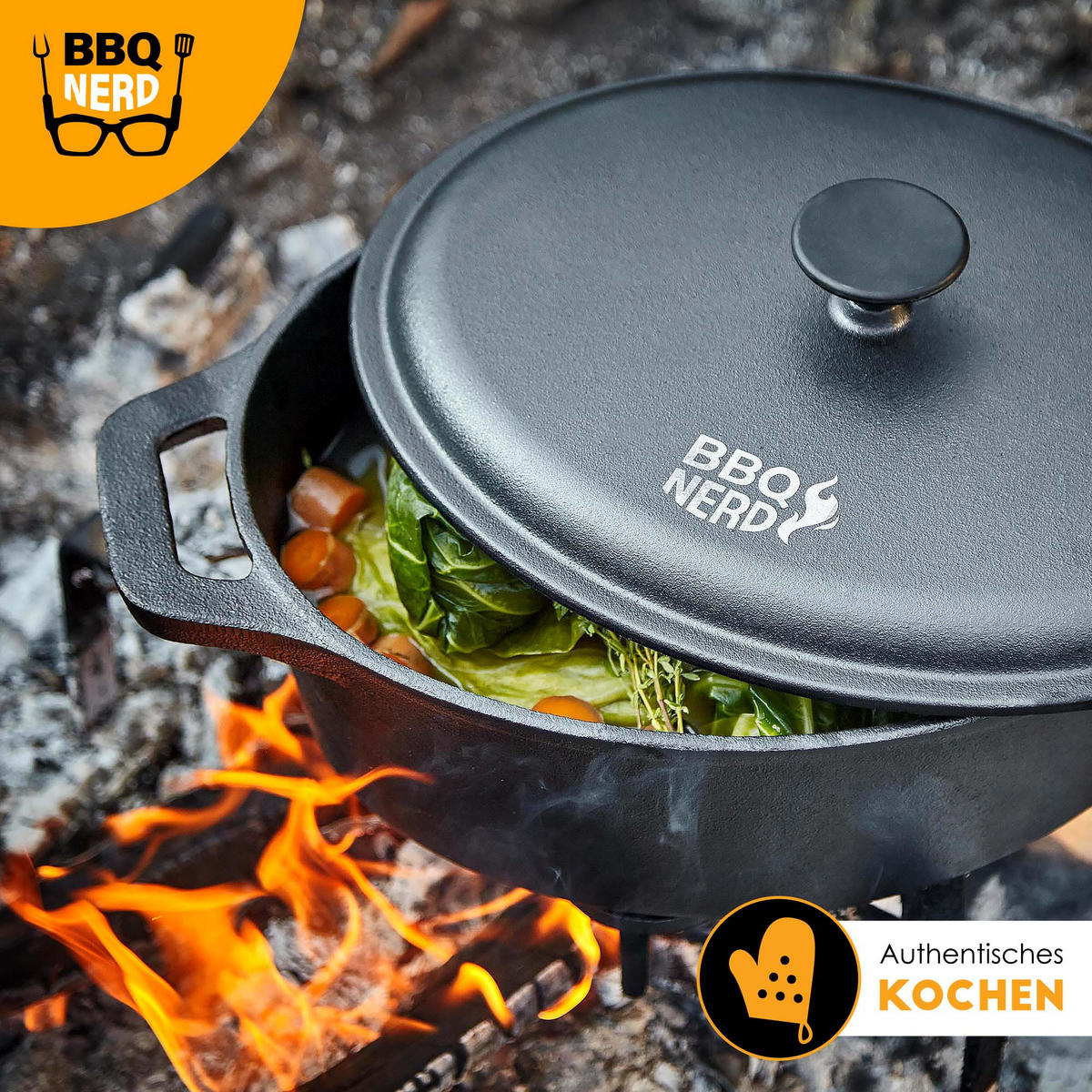 BRÄTER Gusseisen oval, 33x26cm 6,4L Topf Cocotte Gusstopf - Schwarz, Metall (28/14/40cm) - BBQ Nerd