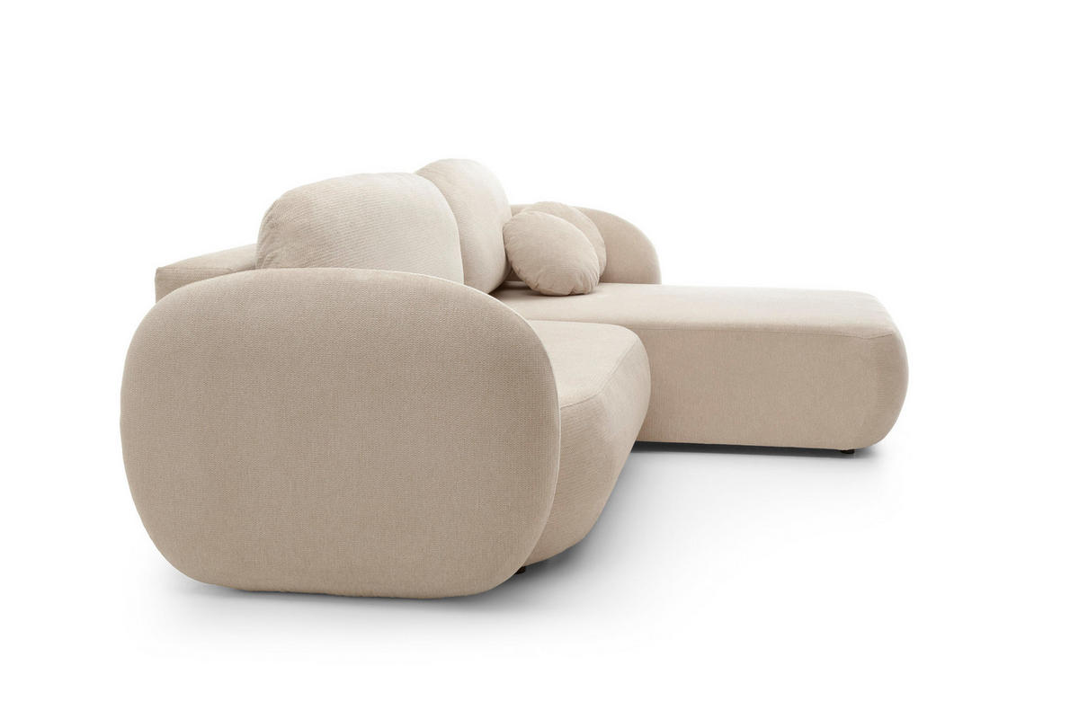 ECKSOFA OLIO L-Form Schlaffunktion mit Bettkasten, lose Rückenkissen, freistehend, RECHTS 248x174 cm Beige - Beige, Holz/Textil (248/174cm) - DomoHome
