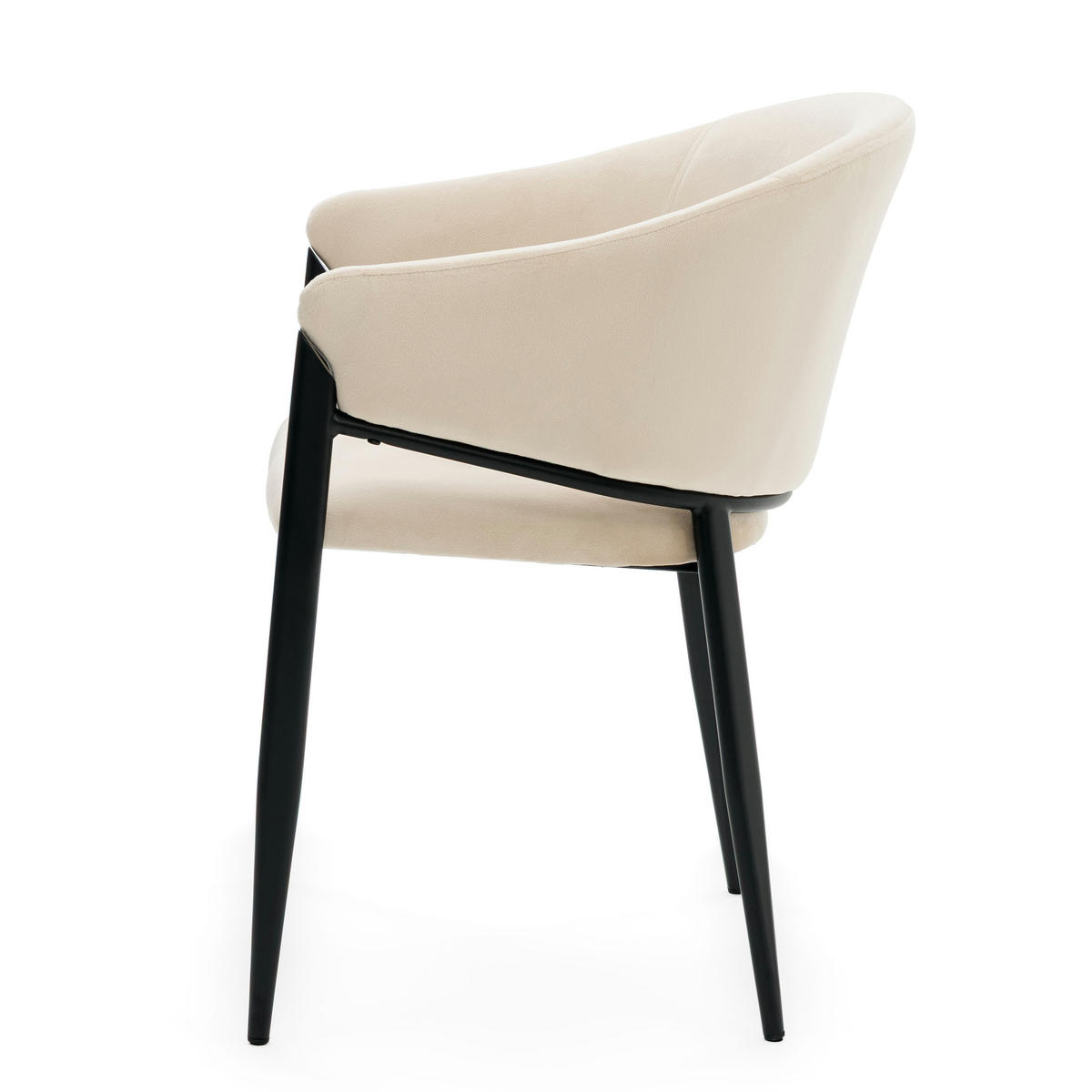STUHL BUENO gespolsterter - beige - Glamour Velour Samt - Ecru/Schwarz, Textil/Metall (57/81/59cm) - NEW HOME