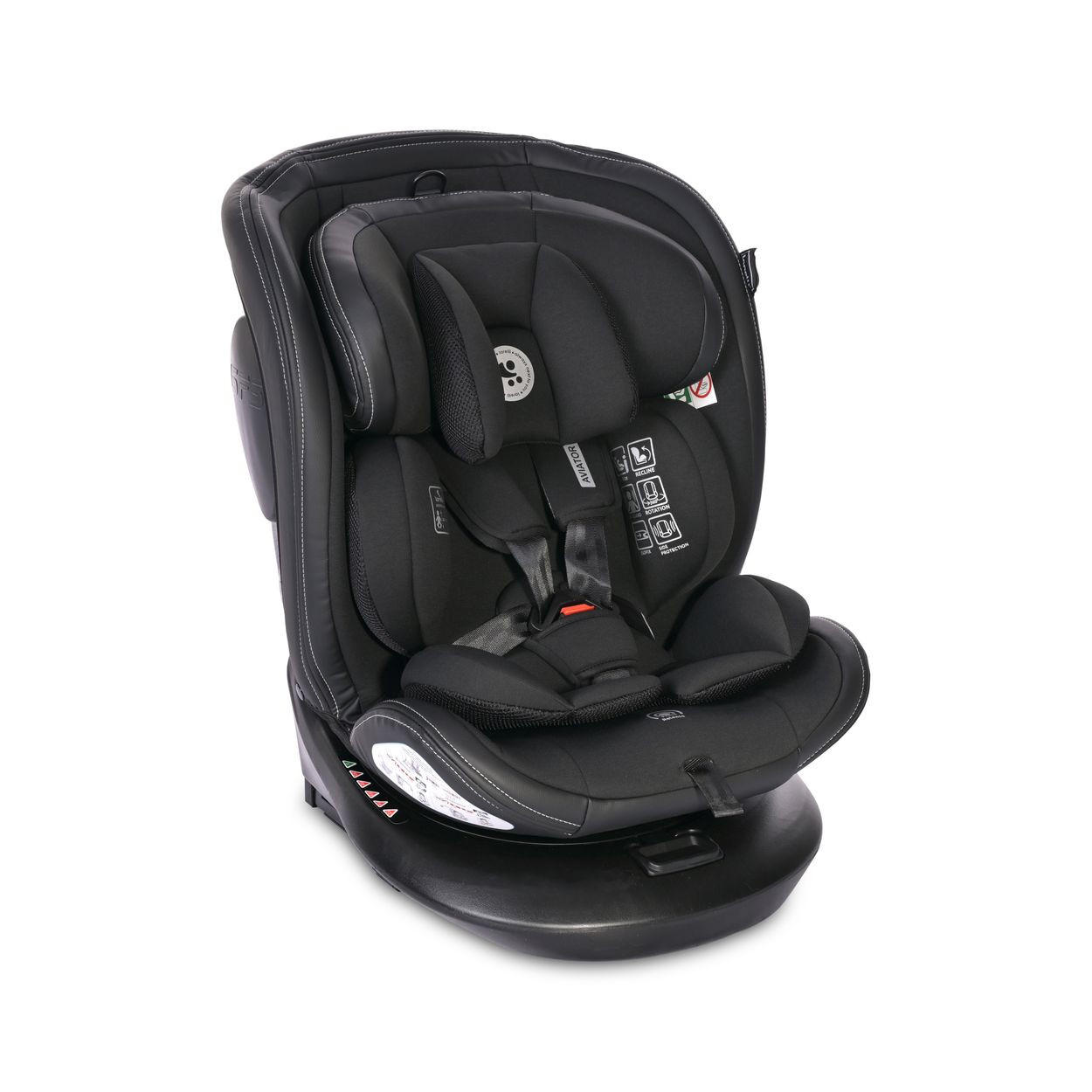 KINDERSITZ i-Size Aviator schwarz (40-150cm) 360° drehbar, verstellbar, Isofix - Schwarz, Kunststoff (47/62/52cm) - Lorelli