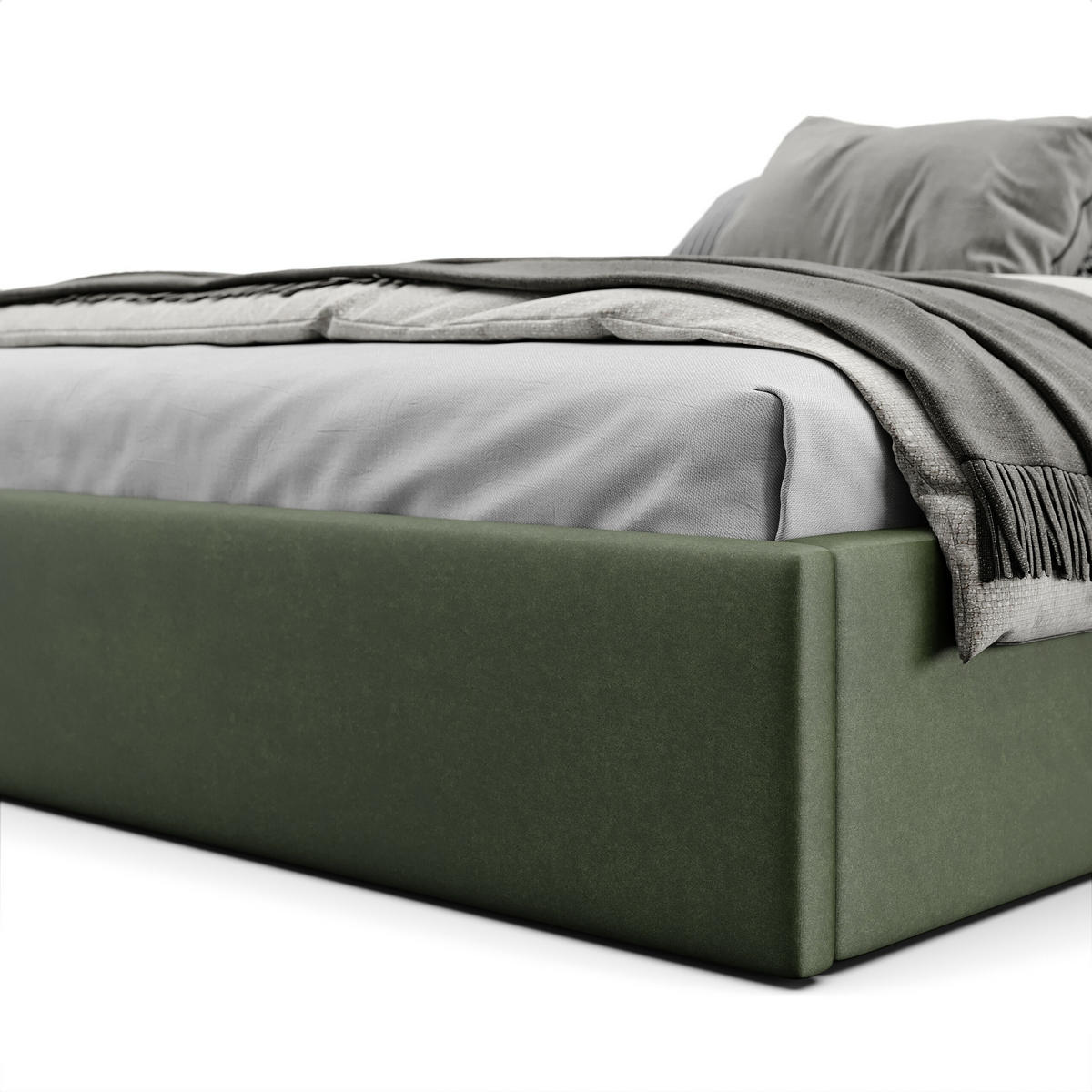 POLSTERBETT 180x200cm Bett mit Stauraum Lattenrost Khaki - Olivgrün, Holz/Holzwerkstoff (180/200cm) - Muralo