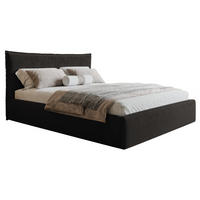 POLSTERBETT 180x200 cm Zenito Slim mit Kissen-Kopfteil, Bettkasten, Schwarz - Schwarz, Holz/Textil (180/200cm) - Emporius