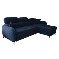 ECKSOFA L Form Ribella 5 Blau 265/180/100 cm Rechts mit Schlaffunktion - Schwarz/Dunkelblau, Textil/Metall (265/180cm) - AX Living