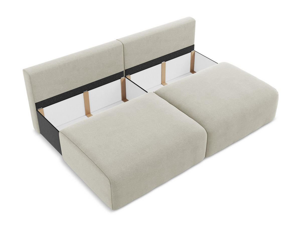 3-SITZER SOFA mit Schlaffunktion Strukturstoff Stoff Beige - Beige/Creme, Kunststoff/Textil (216/79/102cm) - Makamii