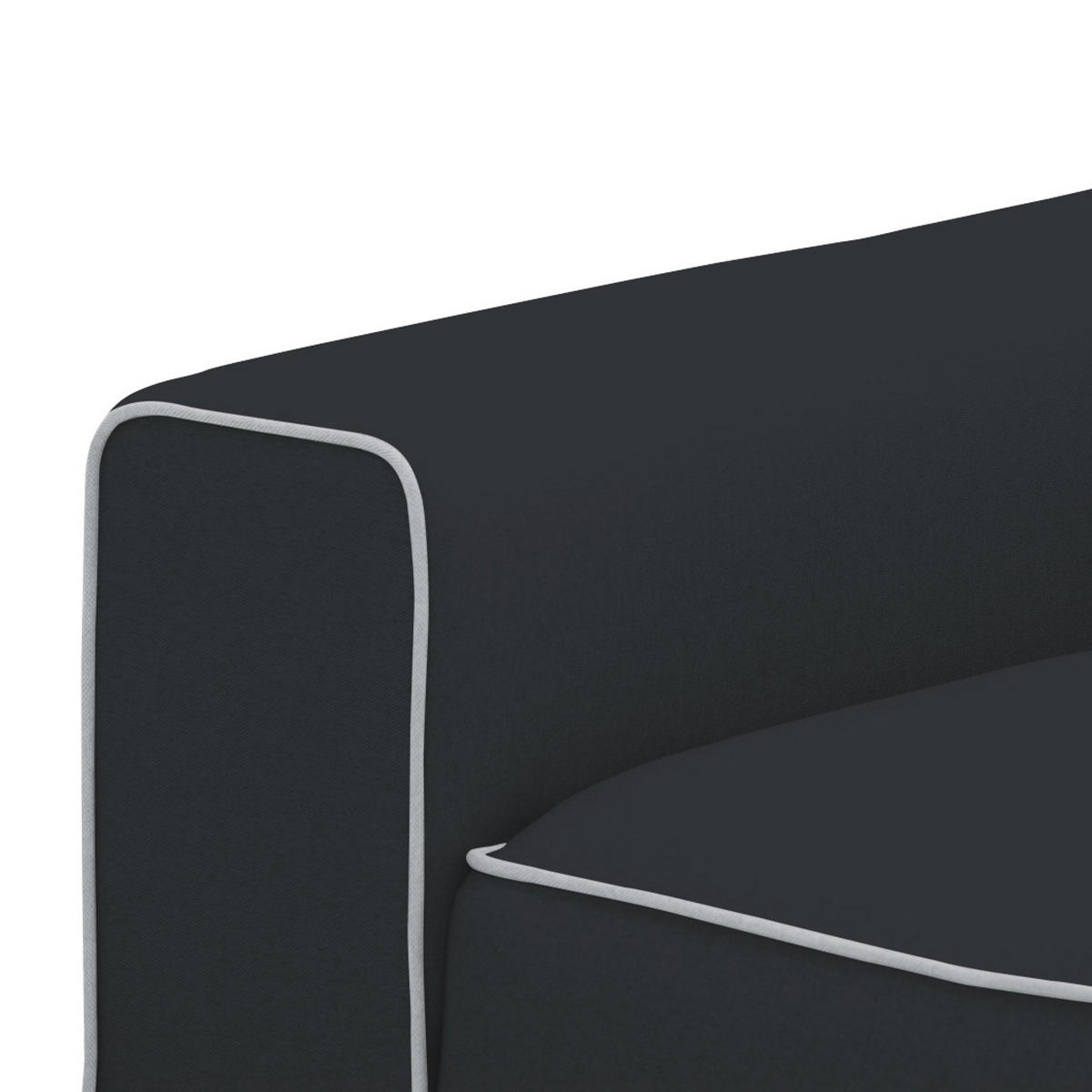 ECKSOFA mit Longchair - Webstoff - Anthrazit/Schwarz, Textil/Metall (285/168cm) - home24