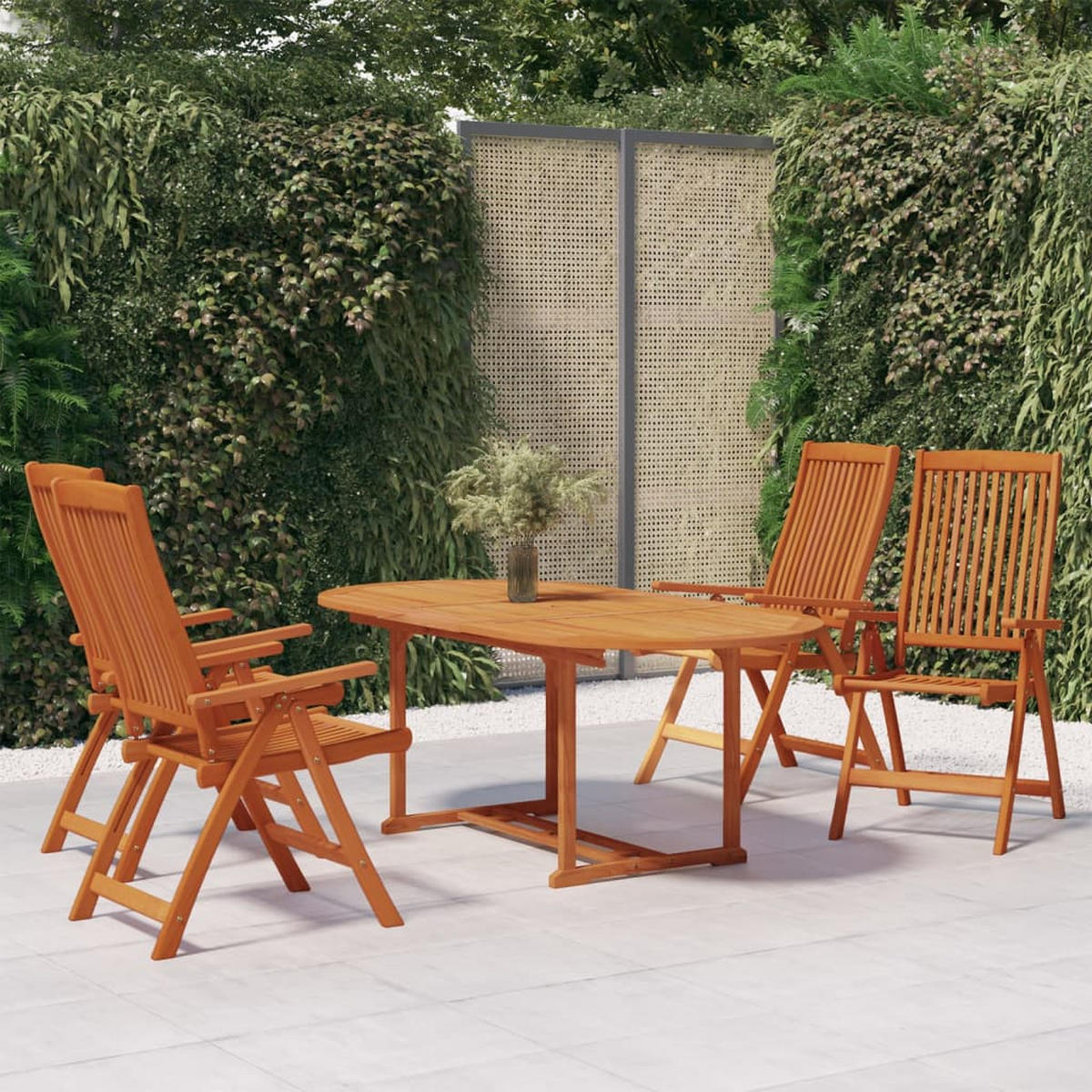 GARTEN-ESSGRUPPE 5Er Set Massivholz Eukalyptus - Braun, Holz - vidaXL